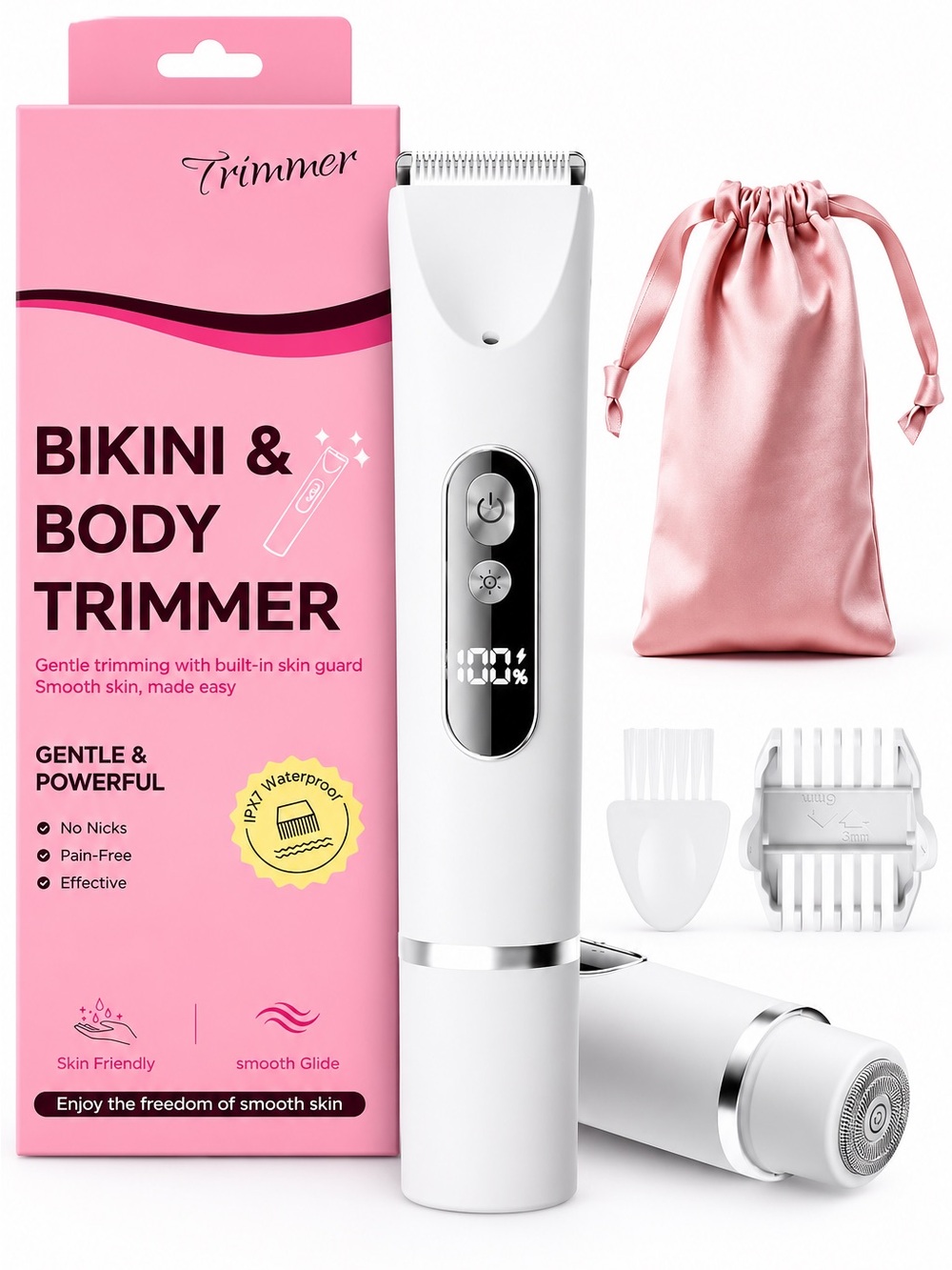 Bikini & Body Trimmer, Smooth Electric Razor Waterproof Cordless